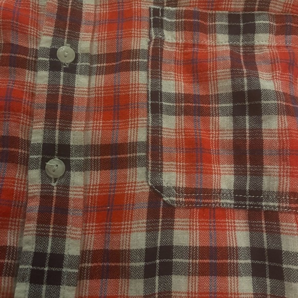 [S]ARITZIA TNA Rae Oversized Flannel Plaid Button Down Shirt Red Womens Pocket - Picture 4 of 8